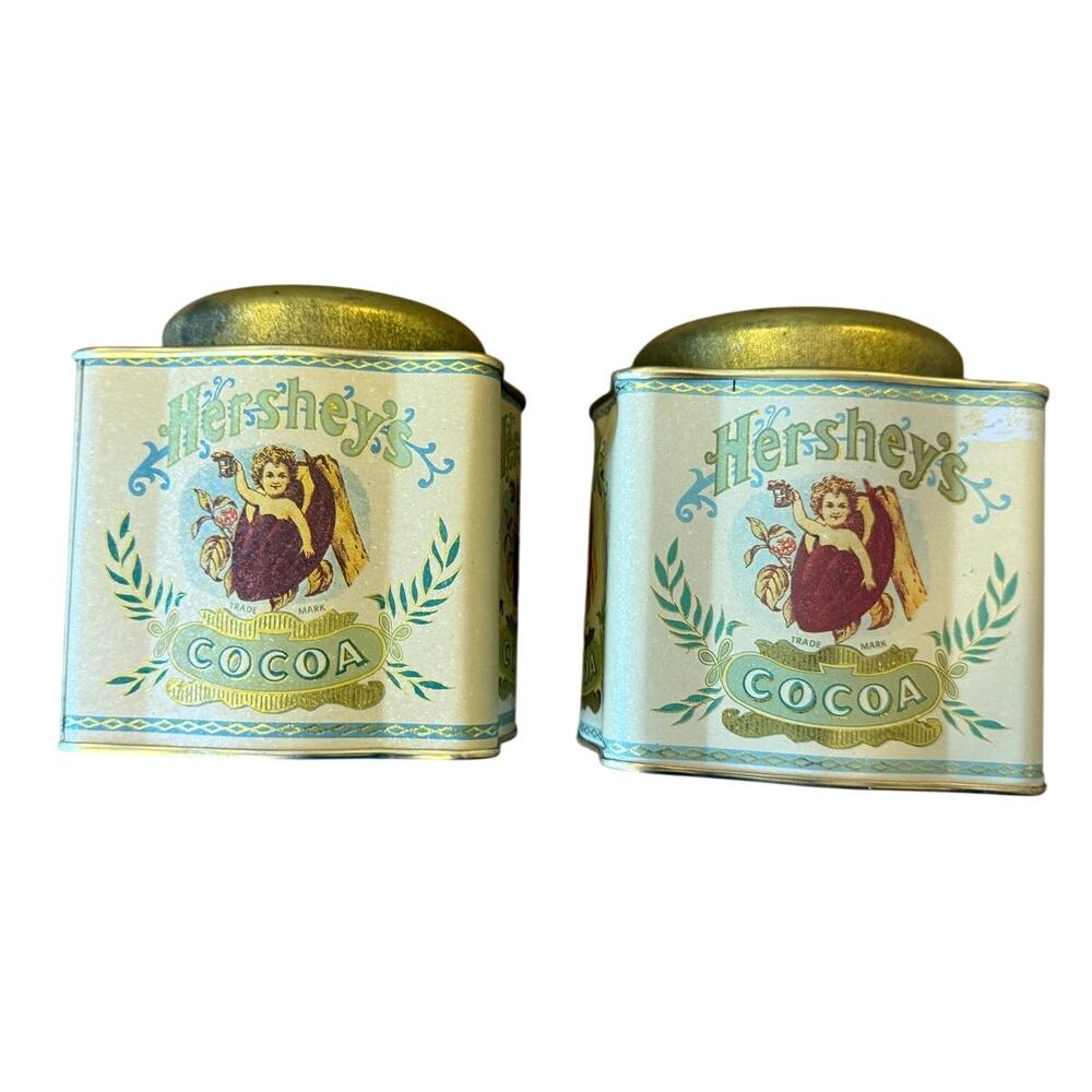 Vintage Hershey's Cocoa Powder Tin Set of 2 Retro Collectible